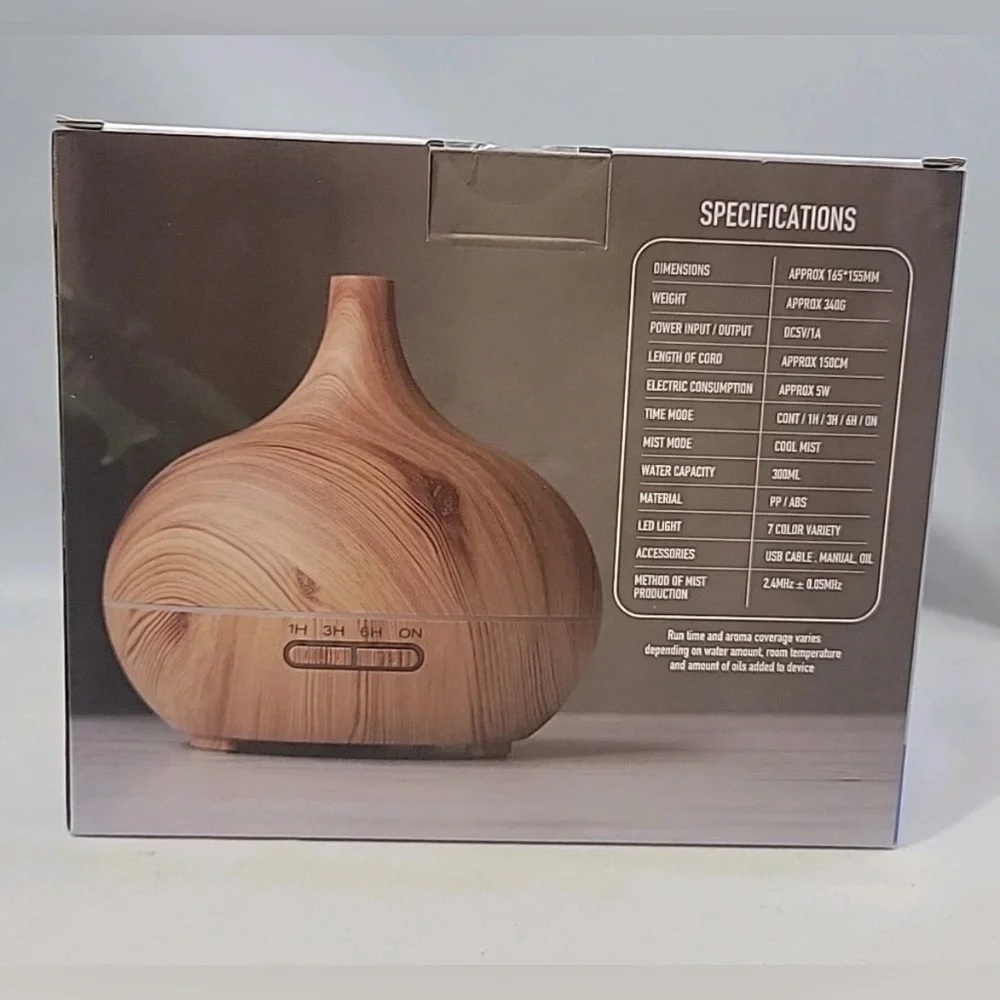 Bluzen Essential Oil Alpine Diffuser Bundle Wood Premium Oil Diffuser w/ 3 Oils